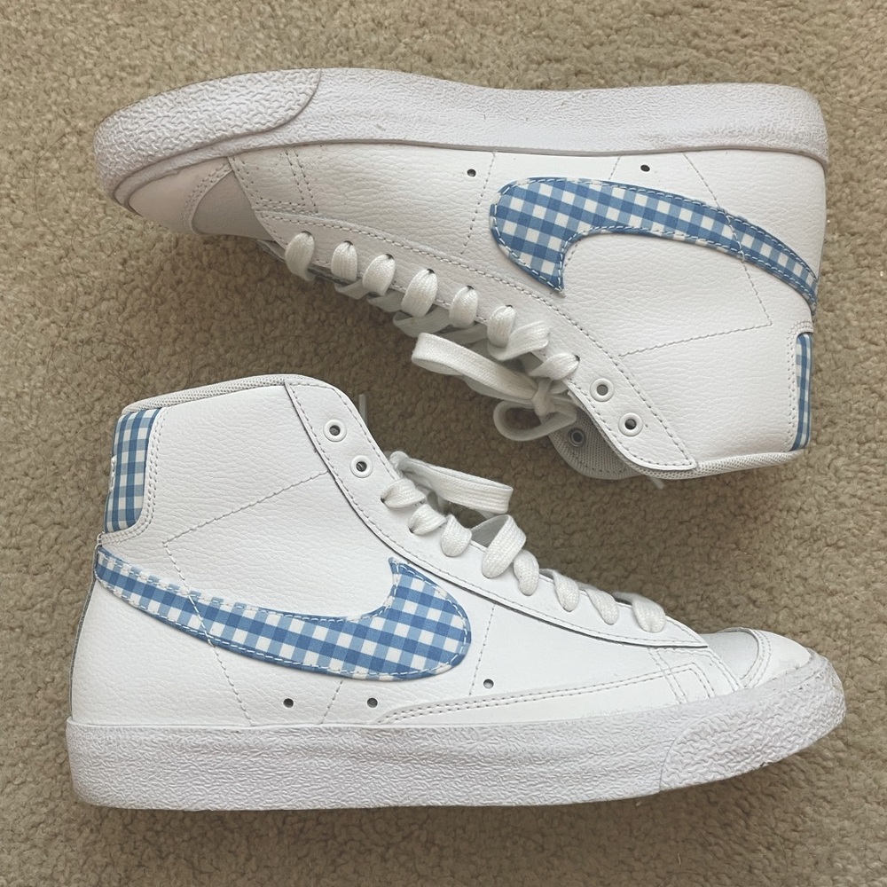 Custom blue gingham nike blazers size 8